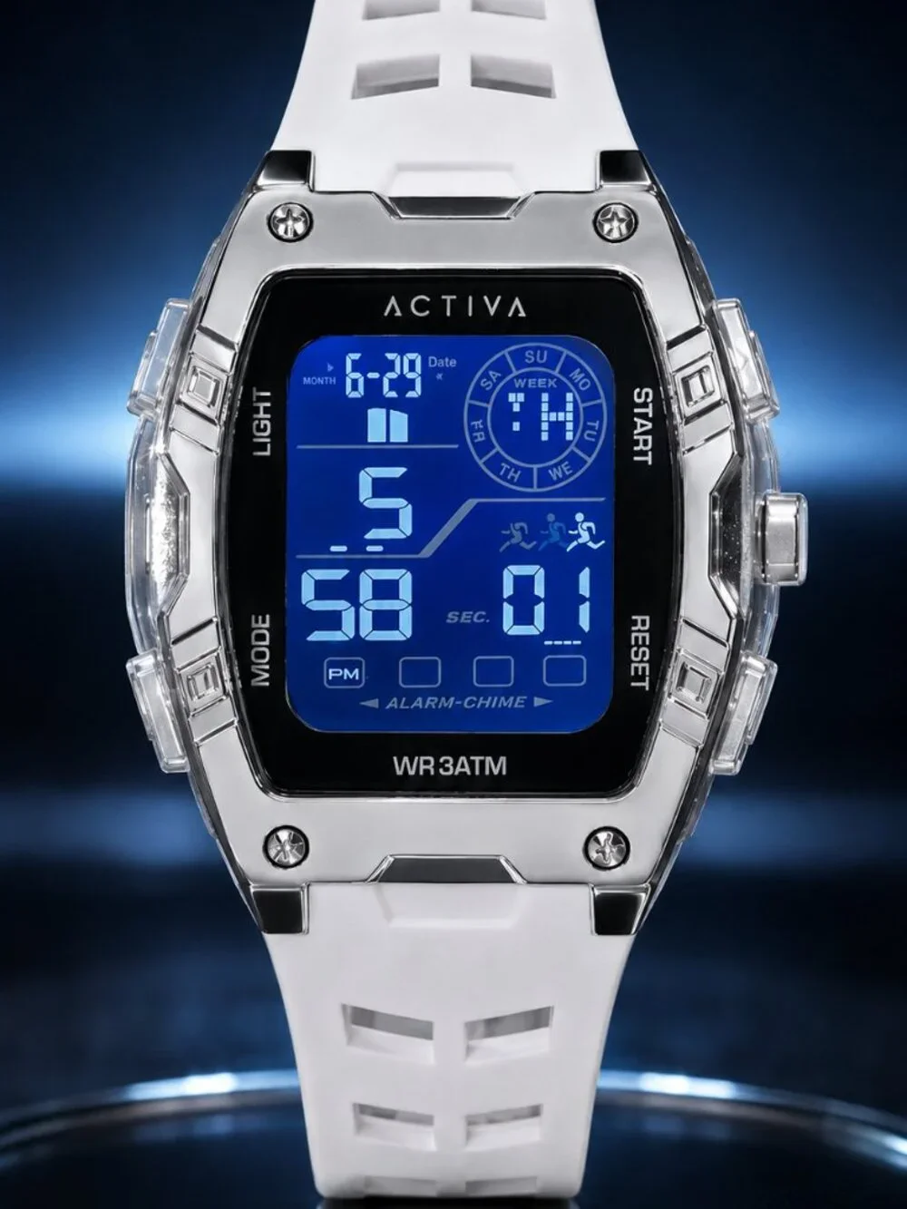 Activa x Invicta Venzis Men’s 50mm Digital Watch White ACW8131-001 NWT